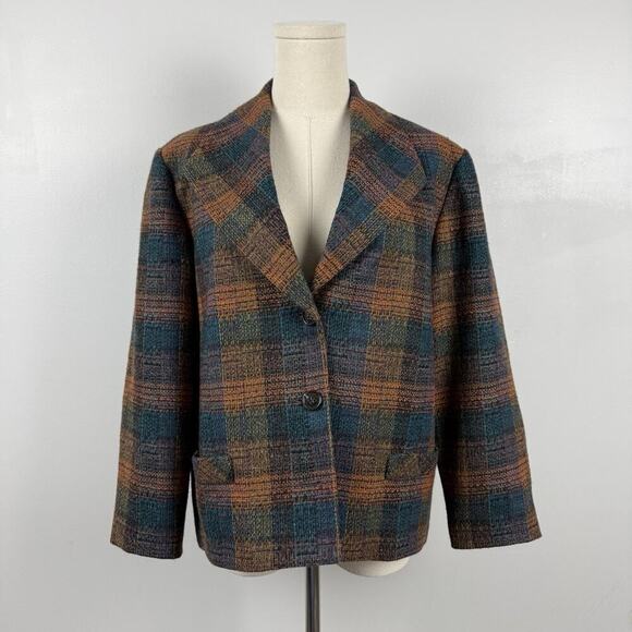 Kirkland Hall VTG Tweed Plaid Blazer M 90s Dark Academia Old Money Classic Prep - Picture 3 of 12